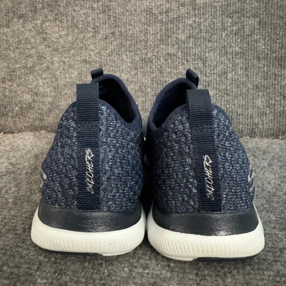 Skechers Dual-Lite Navy Blue Knit Memory Foam Slip On Sneakers Mens 12765